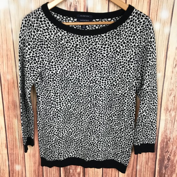 Lands' End Sweaters - Black White Cheetah Sweater 100% Supima Cotton